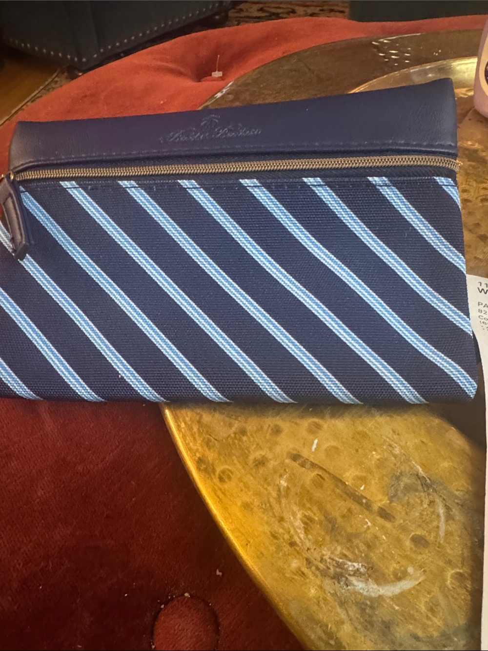 Brooks Brothers Navy with Light Blue Striped Toiletry Bag